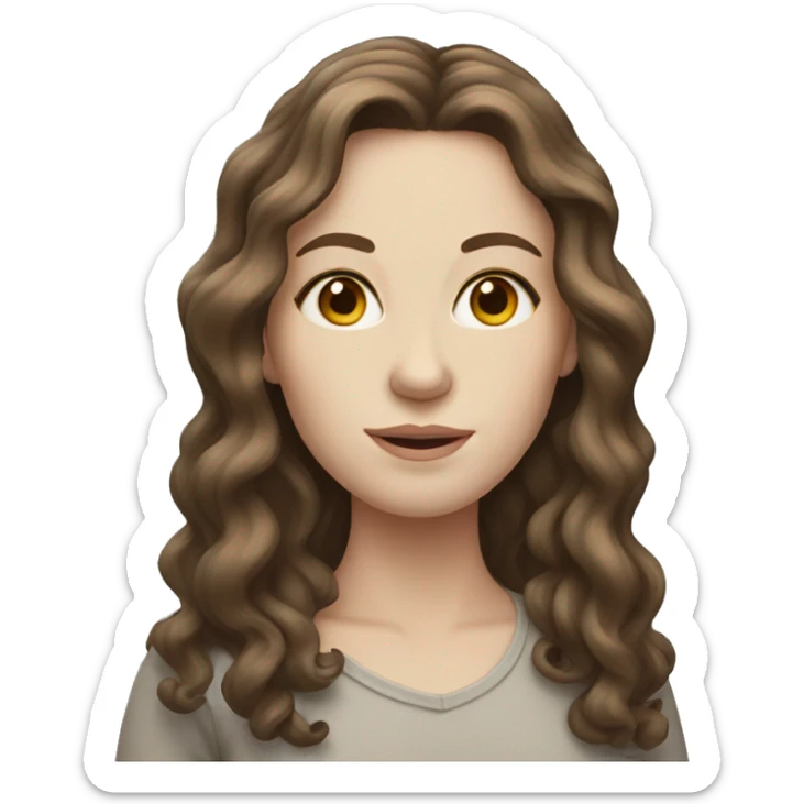 Woman with pale skin and long curly brown hair  sticker