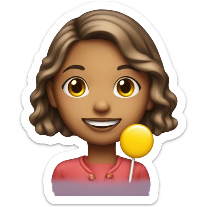 Smiley of a girl who is holding a lollipop by the cheek sticker