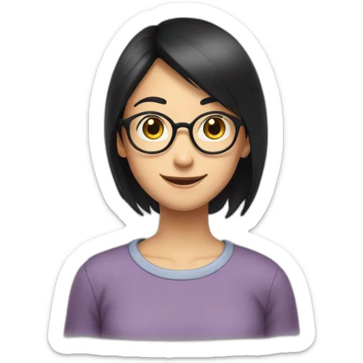 girl nobita GLASSES long black straigh hair smiling sticker