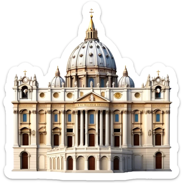 Cinematic Realistic St. Peter's Basilica Landmark Emoji, depicted with majestic, ornate architecture rendered with lifelike detail and regal lighting. sticker