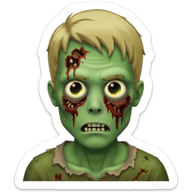 pretty dark blonde hair zombie man with green skin sticker