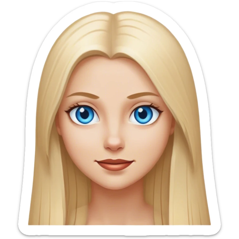 beautiful white girl with long straight blonde hair blue eyes smiling evil sticker