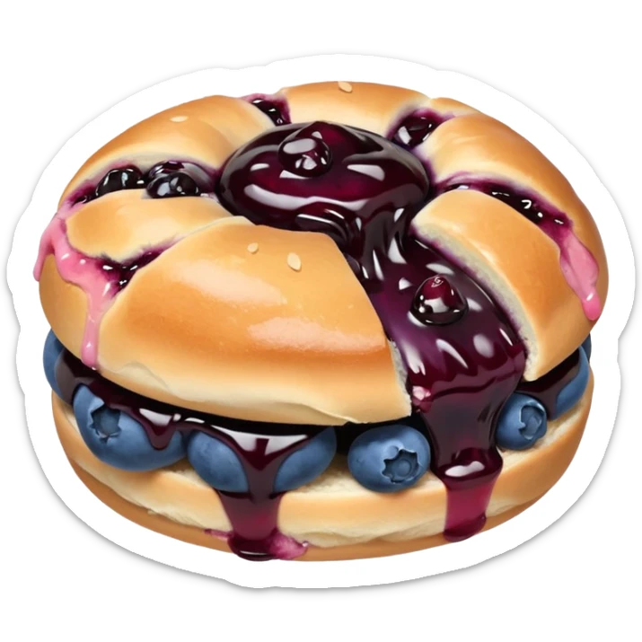 Make an emoji of a blueberry bun (small) that's broken off a bit so you can see the blueberry jam sticker