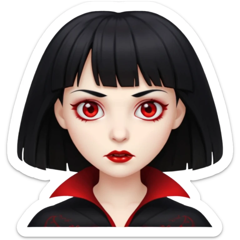 quero a foto de uma vampira com franja de cabelo preto sticker