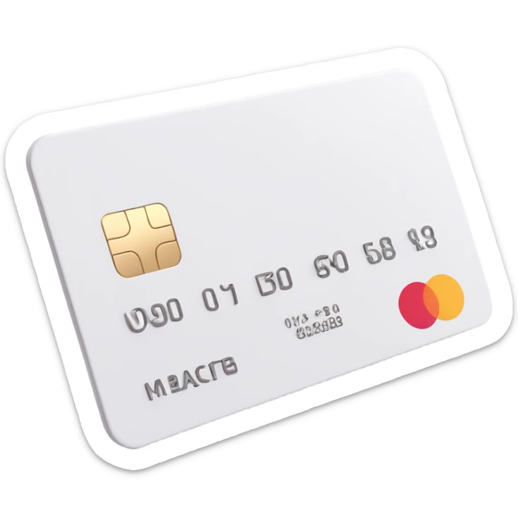 bank card, 3D Emoji style, clean white color, soft shadows and highlights, no decoration, close-up view, vertical orientation, transparent background sticker
