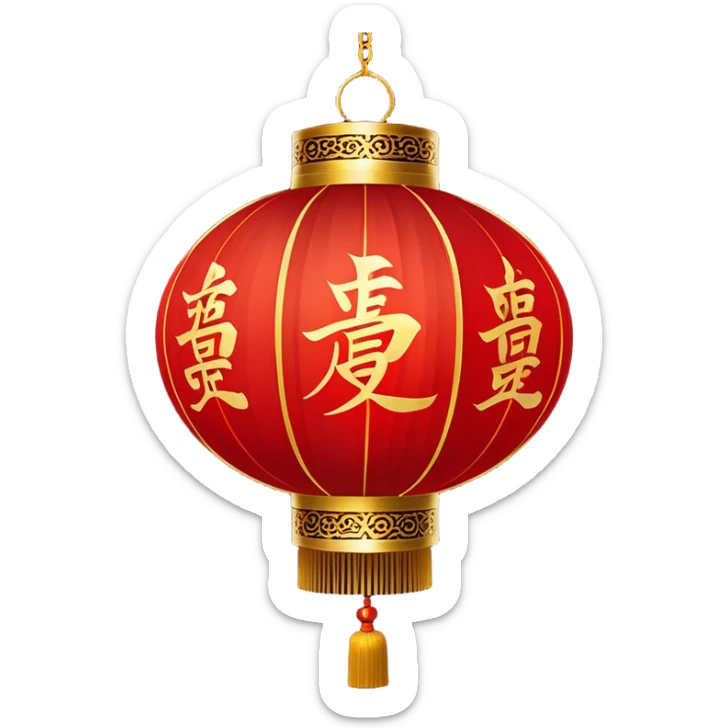 Chinese New Year red lantern – Cinematic Realistic Chinese New Year Red Lantern, depicted as an exquisitely crafted lantern adorned with intricate red and gold patterns, softly glowing against a dark background with subtle calligraphic details, evoking festive warmth and tradition. sticker