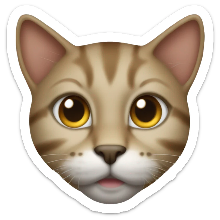 cat.  fur is a warm golden-brown color with subtle darker tabby markings. The body is well with a strong, muscular frame. Its legs are relatively short, and the tail is thick and slightly tapered, matching the overall round and solid appearance. sticker