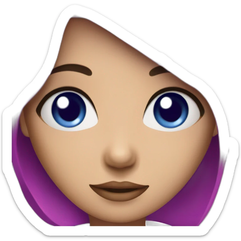 A girl with a short dark blue hair and fuchsia eyes sticker