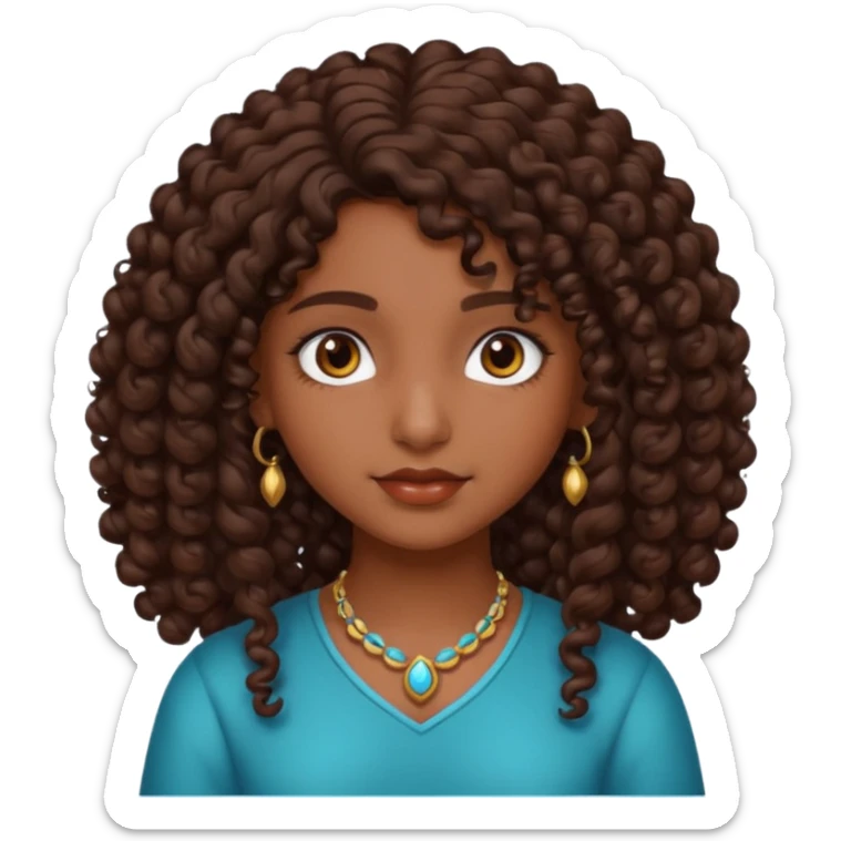 Teen Indian girl gorgeous curly brown hair sticker
