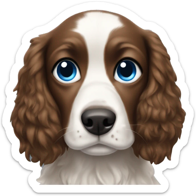 spaniel dog in the arms of a blue-eyed brunette girl sticker