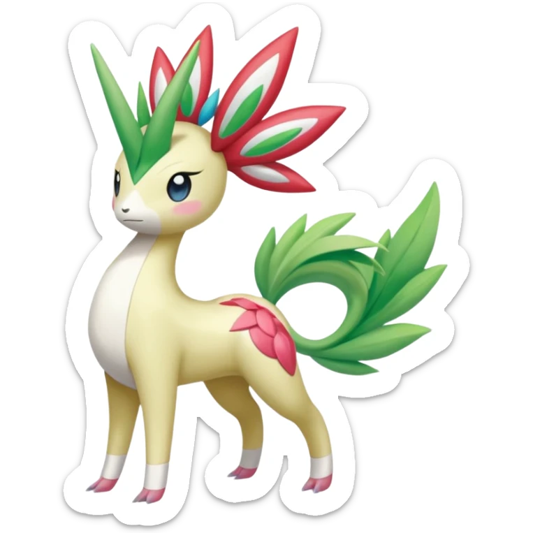 Shaymin-Meloetta-Cresselia-Milotic-Amaura-Pokémon-Fakémon-fusion, full body sticker