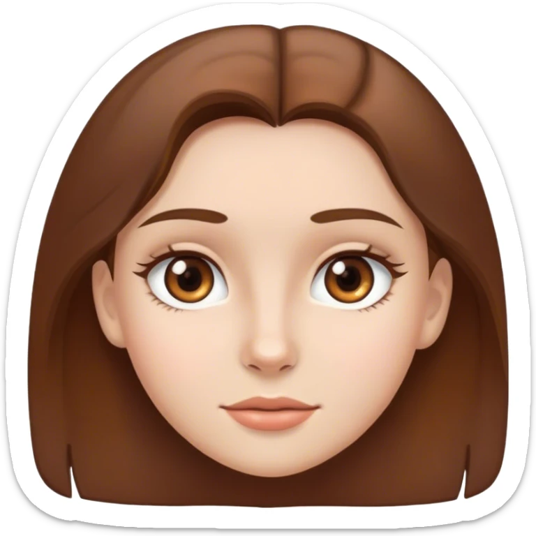 Girl with brown hair and oval face, fair skin and brown eyes  sticker