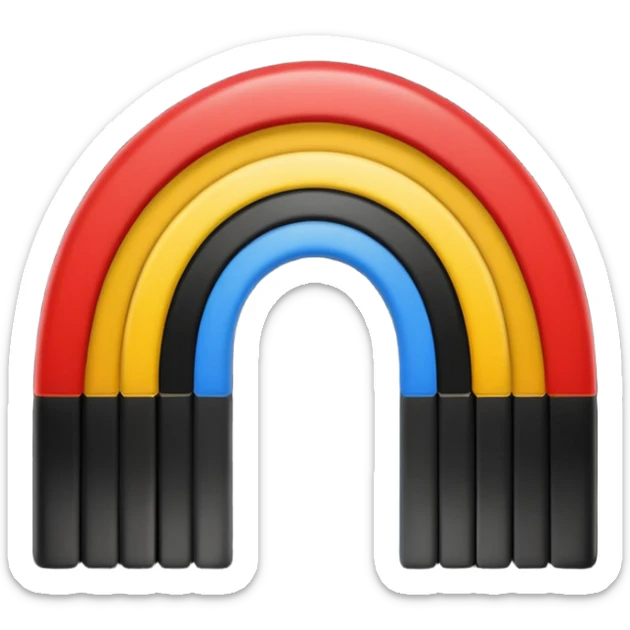simple emoji-style rainbow with German flag's black, red, and gold stripes instead of rainbow colors sticker