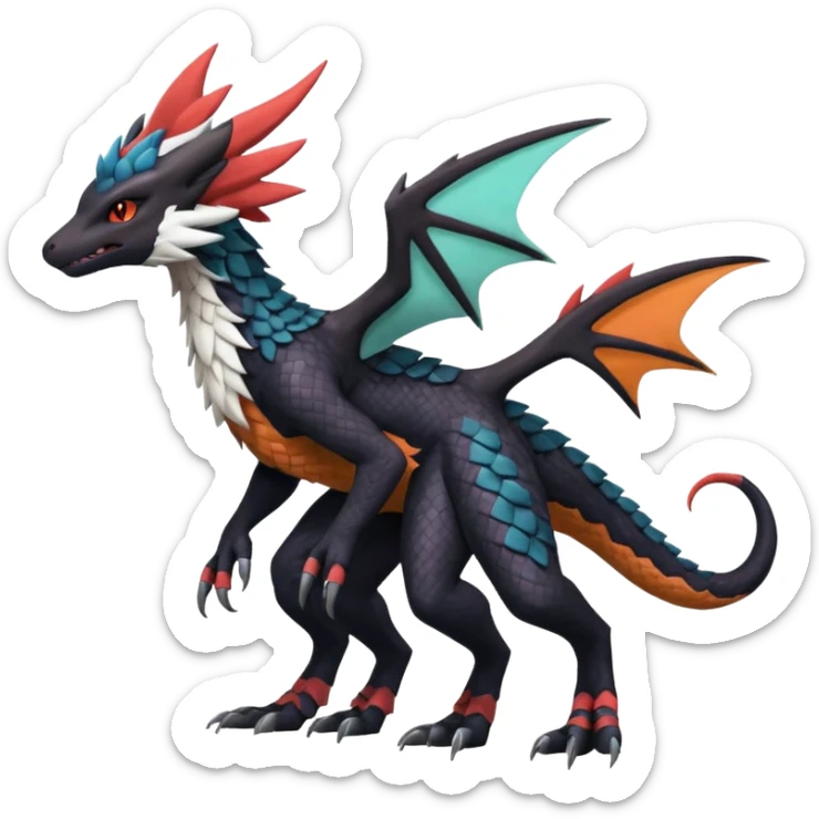 Salandit-Noivern-Mightyena-Silvally-Fakémon-hybrid-creature (full body)  sticker