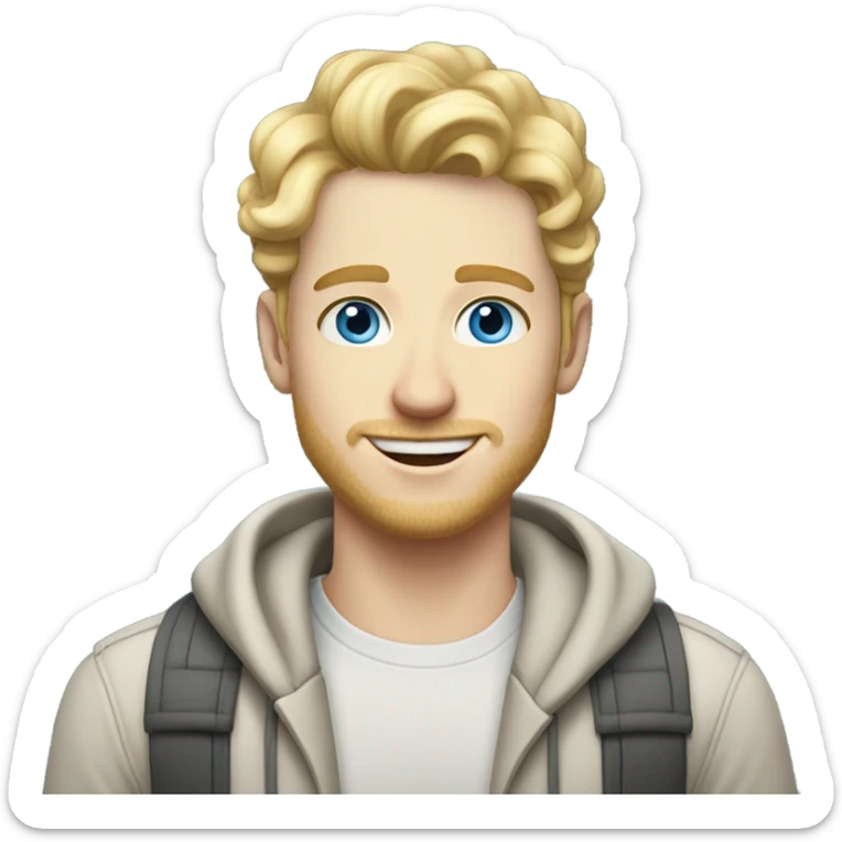 full body light curl blonde 30yo man blue eyed pale skin sticker