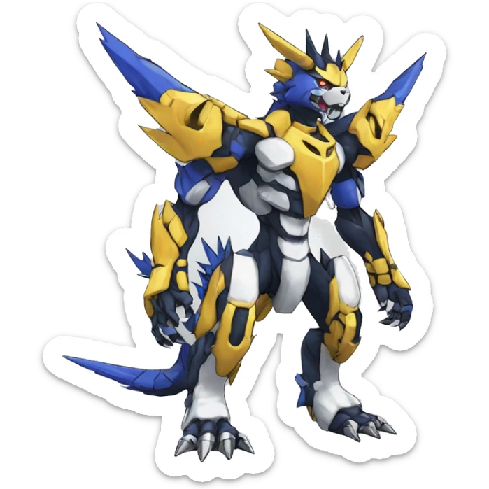  Cool Edgy Digimon-Fakemon-WereGarurumon-WarGreymon with edgy markings full body sticker