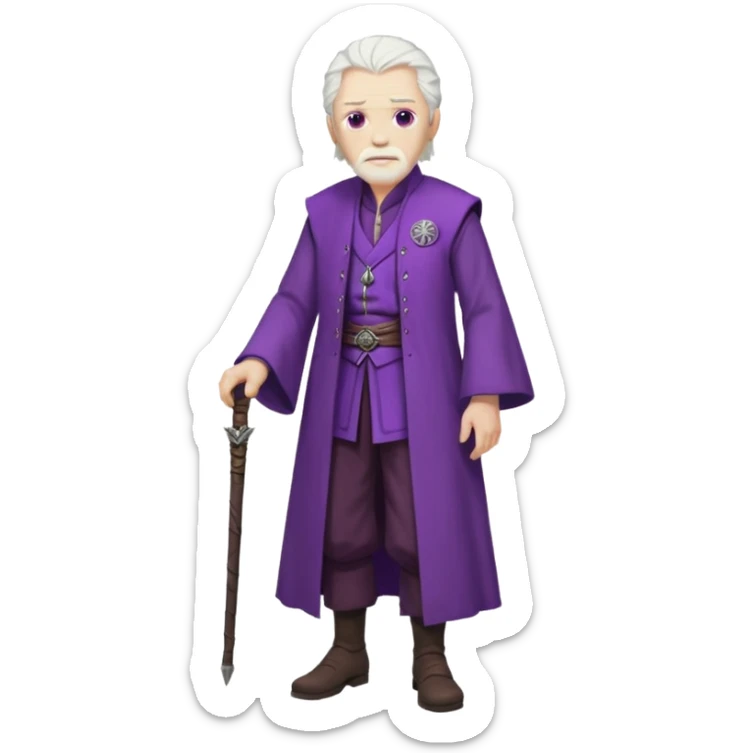 a white haired old man with purple eyes standing, full body, in Targaryen themed clothes, clothes aren't purple  sticker