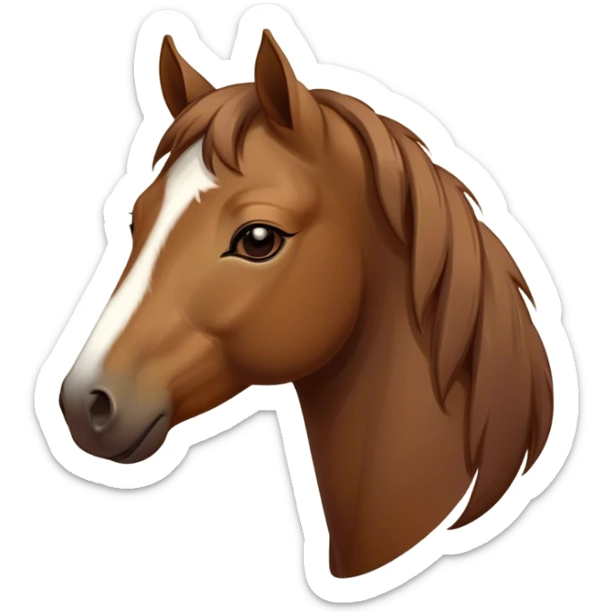 Beautiful and Majestic Brown Welsh Pony Portrait Emoji, Head and body exuding rustic elegance with a rich, glossy brown color and eyes gently closed in serene repose, Simplified yet exquisitely endearing features, highly detailed, glowing with a soft, drowsy earthy light, high shine, relaxed and utterly noble, stylized with an air of pastoral majesty, soft glowing outline, capturing the essence of a beautiful and majestic brown Welsh pony that embodies the timeless charm of the countryside! sticker