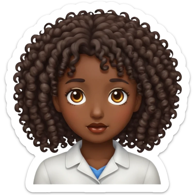 Curly hair girl with gassy and she is dark skin sticker