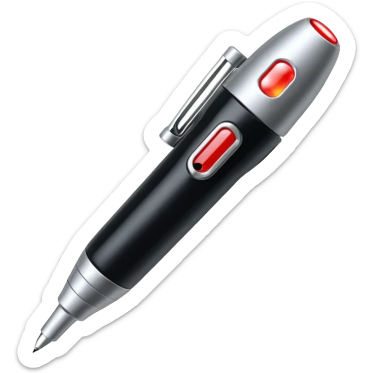 the neuralyzer from Men in Black movies; an expandable silver probe with a pocket clip like a pen with a red light at the tip sticker