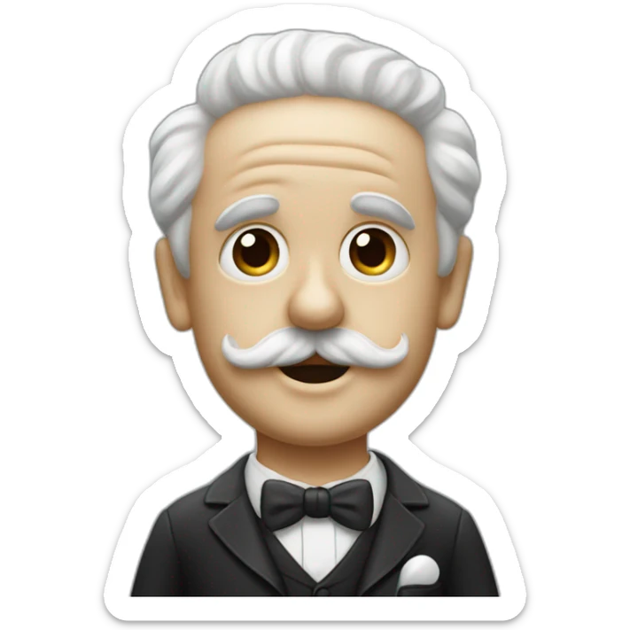 Charlie Chaplin without hat and hair and a  on the left and a toothbrush moustache sticker