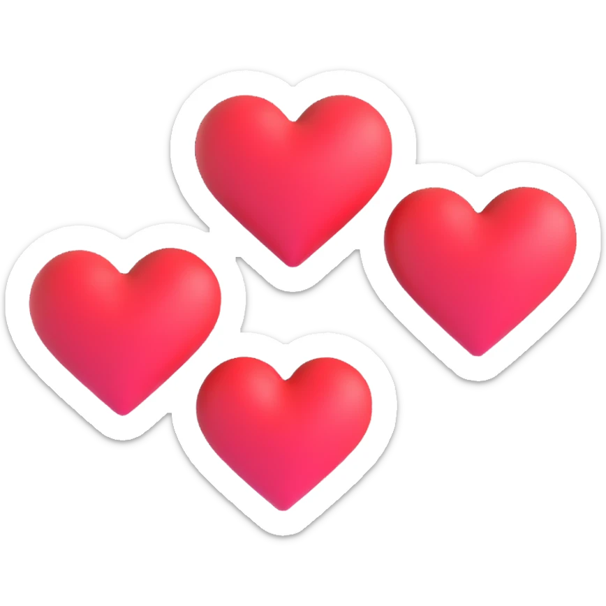 three hearts sticker