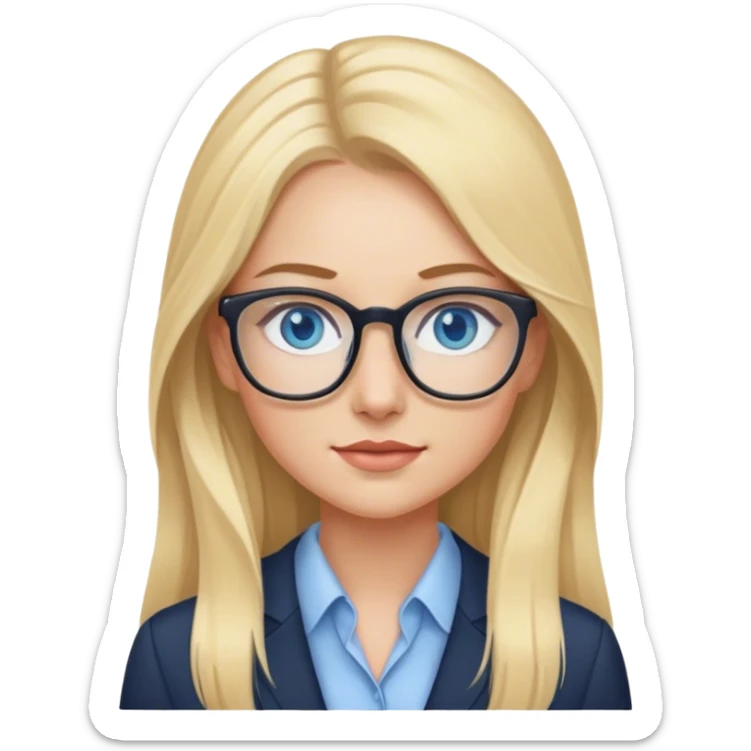 Cinematic realistic blonde with long hair and blue eyes psychologist sticker
