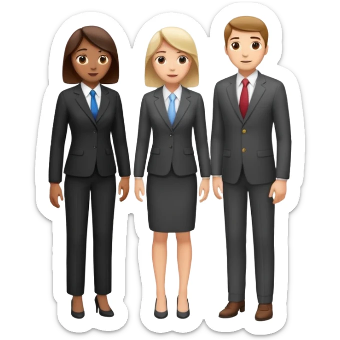 standing and saying goodbye 3 of coworkers to right side, full body view sticker