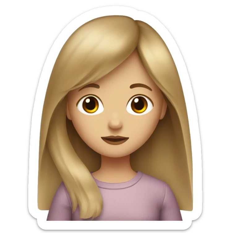 Girl with brown hair and blond curtain bangs and red eyes  sticker