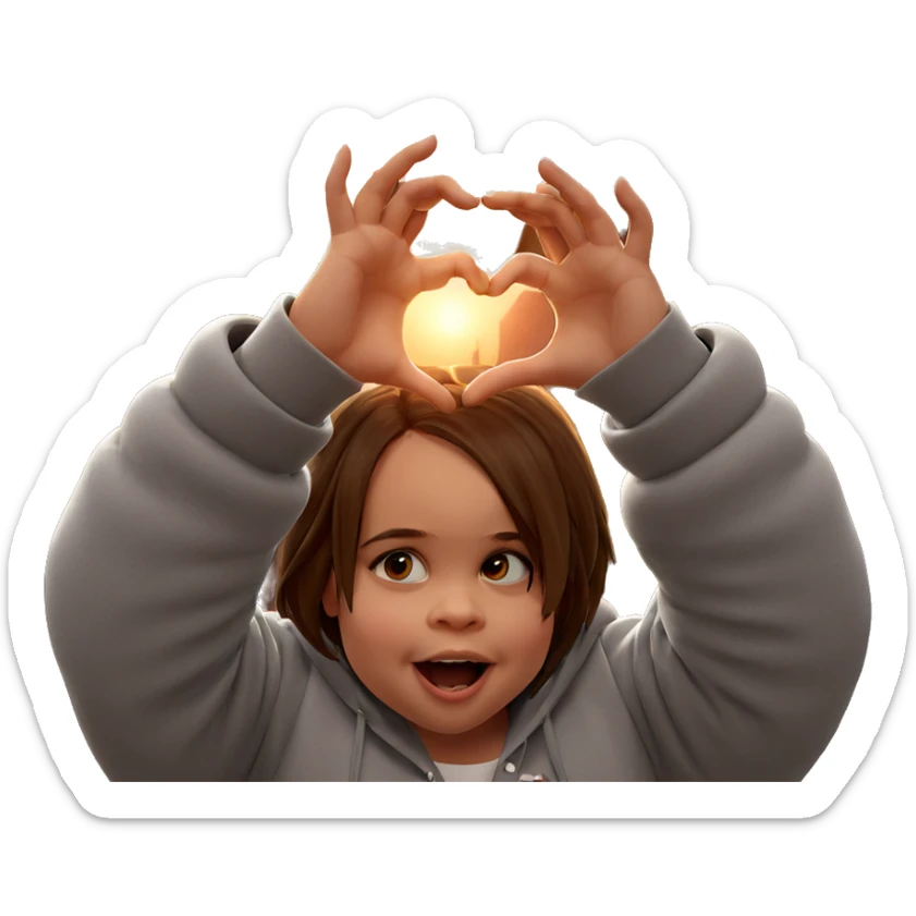 girl making heart hands outdoors sticker