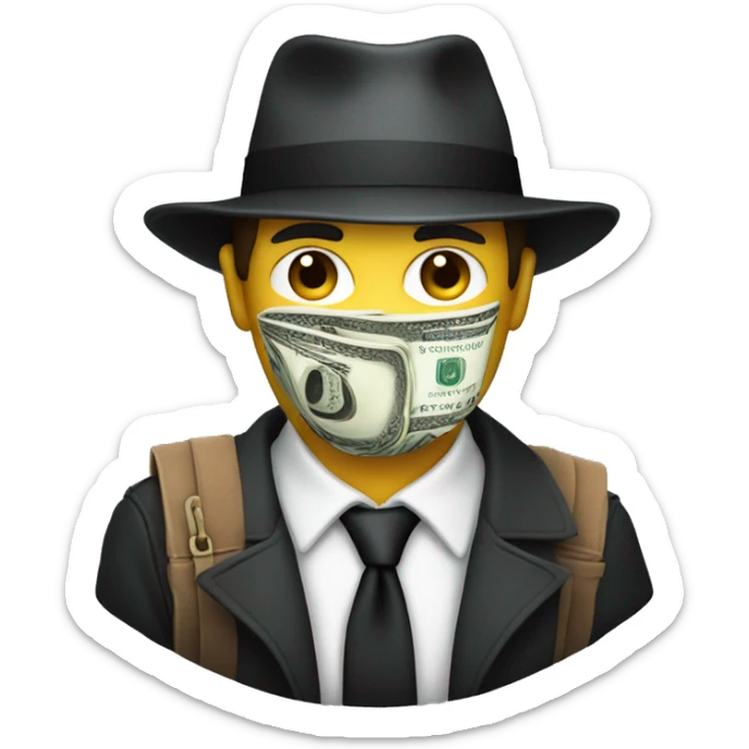 I want a robber without a mask wearing a robber hat and holding a bag of cash sticker