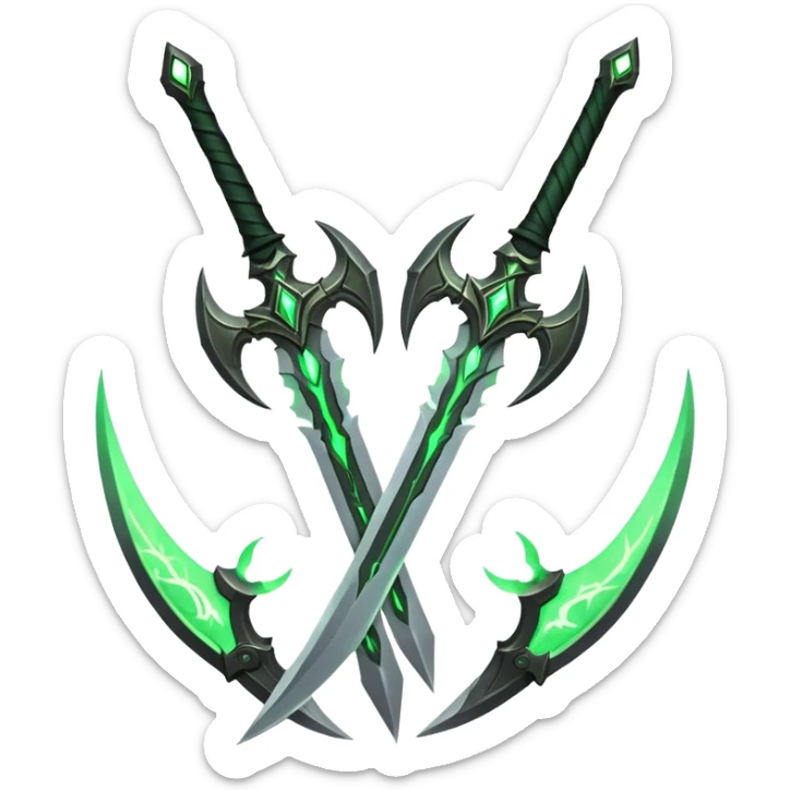 Warglaives from World of Warcraft, curved dual blades, Illidan Stormrage's weapons sticker