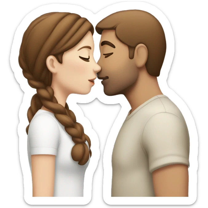 Man and woman kissing white skin brown hair sticker