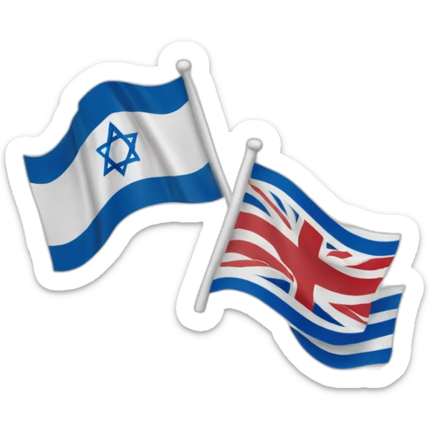 flag of israel and flag of England, waving together sticker