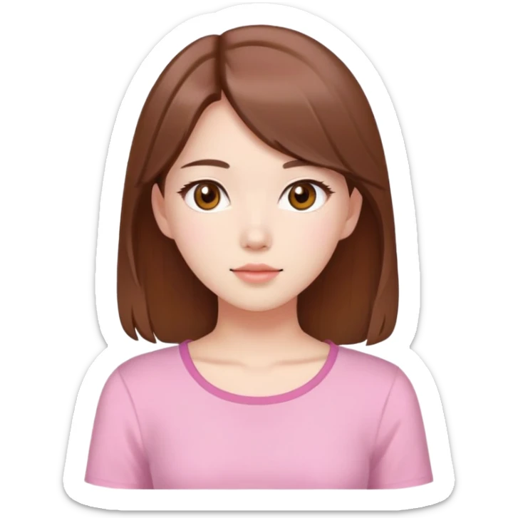 pretty korean white girl with brown hair and honey eyes and pink top sticker