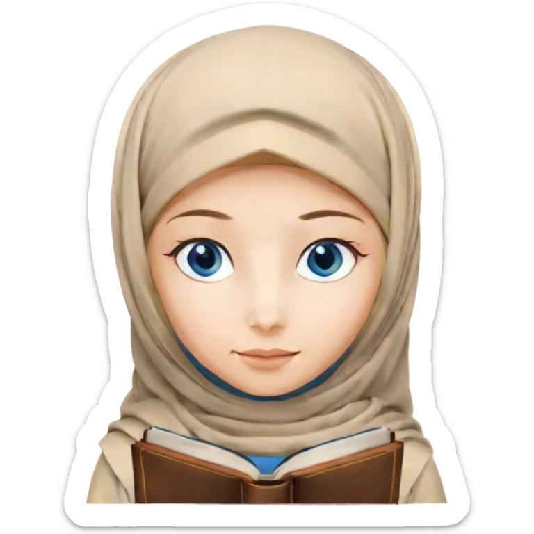 Turkish blonde hearty design Hijabi girl with blue eyes and beautiful finish reading quran sticker