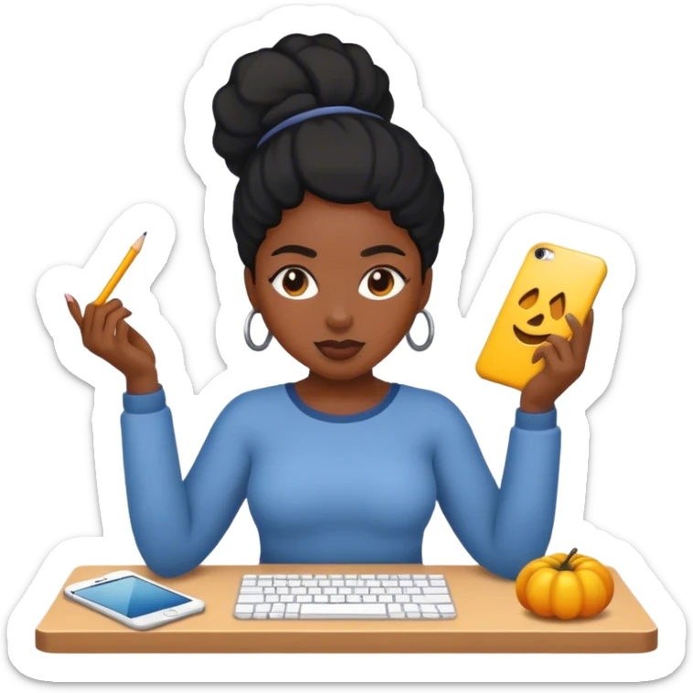 Black woman creating  sticker