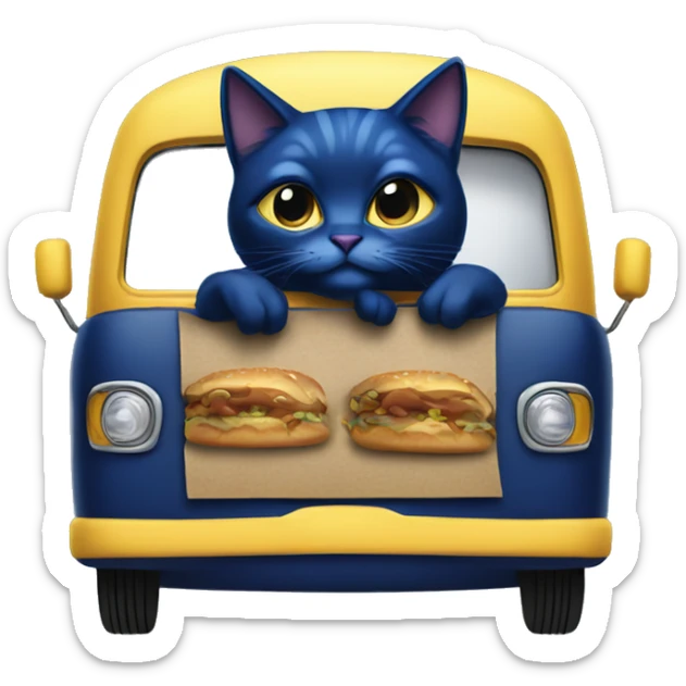 Dark blue Catgirl’s themed lowrider food truck  sticker