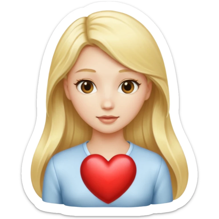 blonde heart just the hair colour in a heart shape without the face part of the emoji sticker