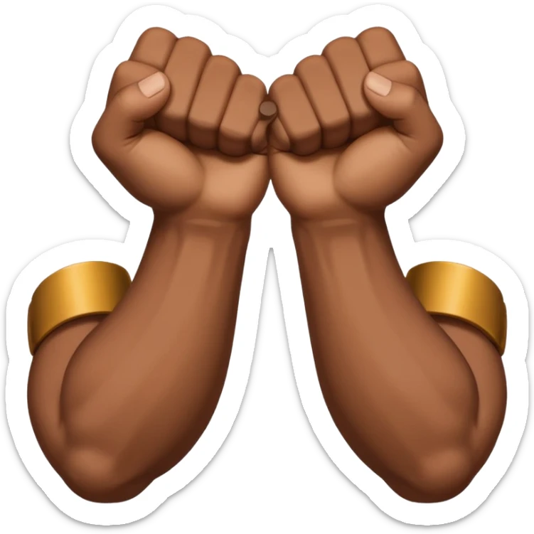 Left and Right fist from the top Perspektive with the Arms crossed over at the wrists  sticker