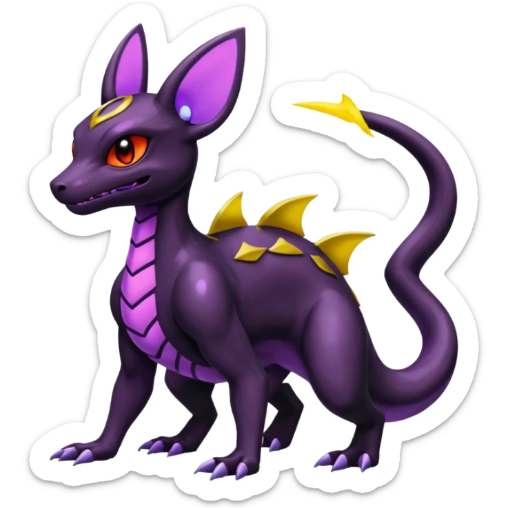 Shiny Dusknoir-Salandit-Umbreon-Fakémon-hybrid-creature (full body)  sticker