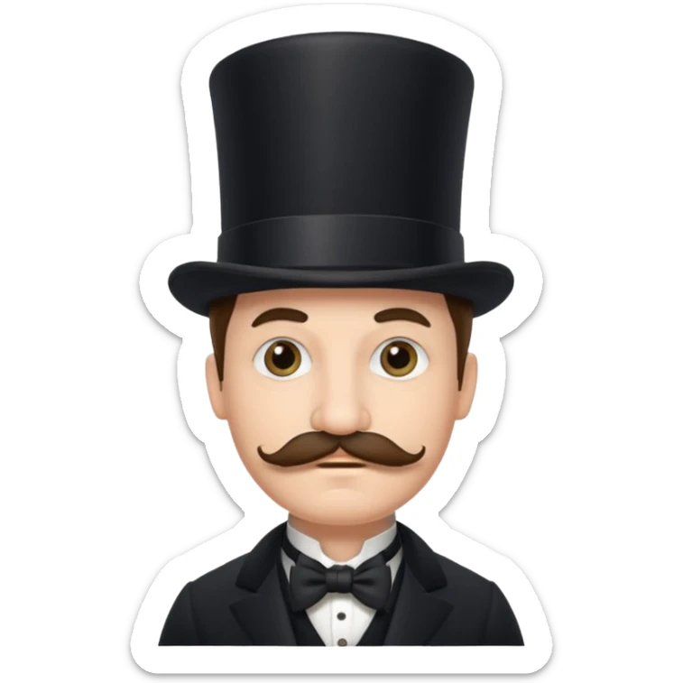 Fancy man with top hat and mustache with fancy look on his face and monocle on his eye sticker