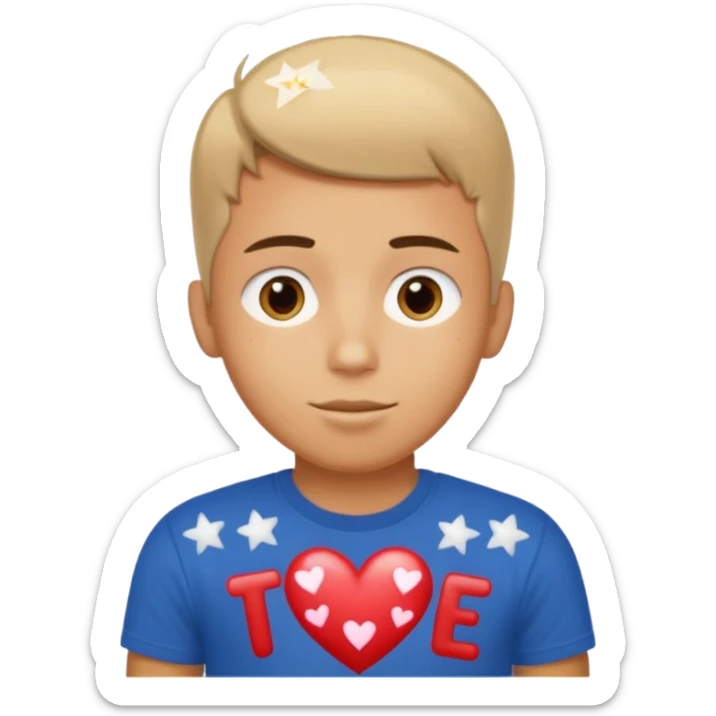 Quiero un emoji con el rostro de Félix de straykid, pero con los ojos más rasgados y con corazones, estrellas y destellos de luces alrededor y que sobre su cabeza diga te amo Josefa con letras modernas sticker