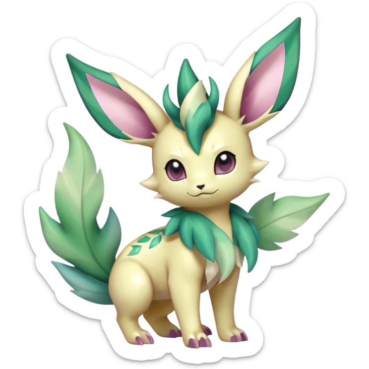 Shiny Cool Sparkly Cute Ethereal Leafeon-Sylveon-Nidorino-Fakemon-hybrid-fusion- full body sticker