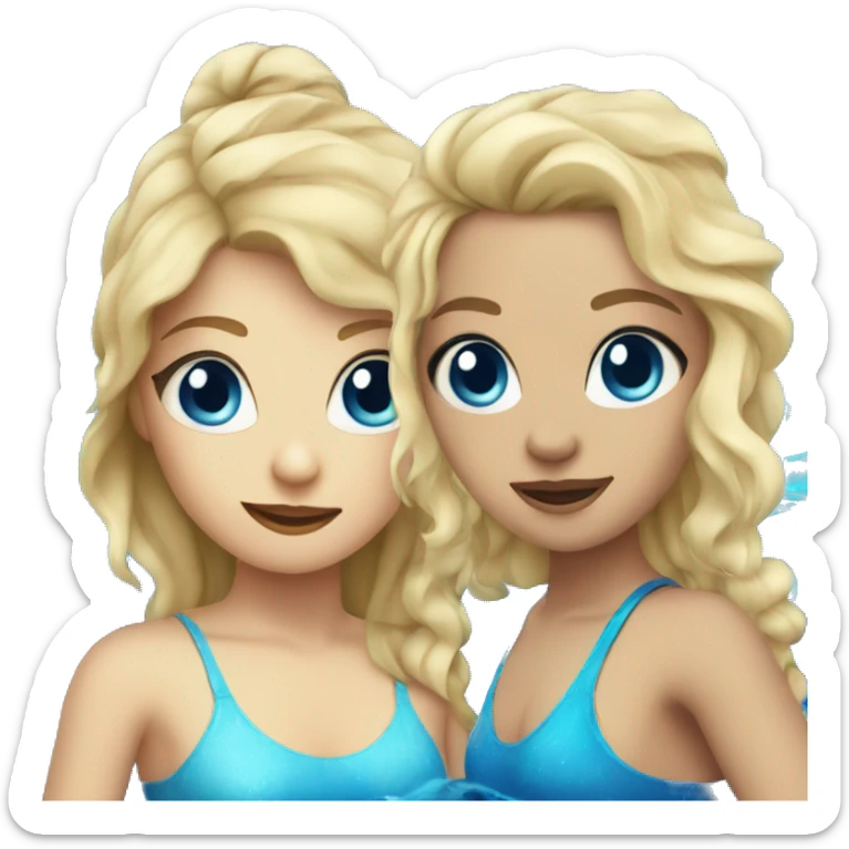 girl in a swimming costume with blue eyes, blonde with sea wave hair sticker