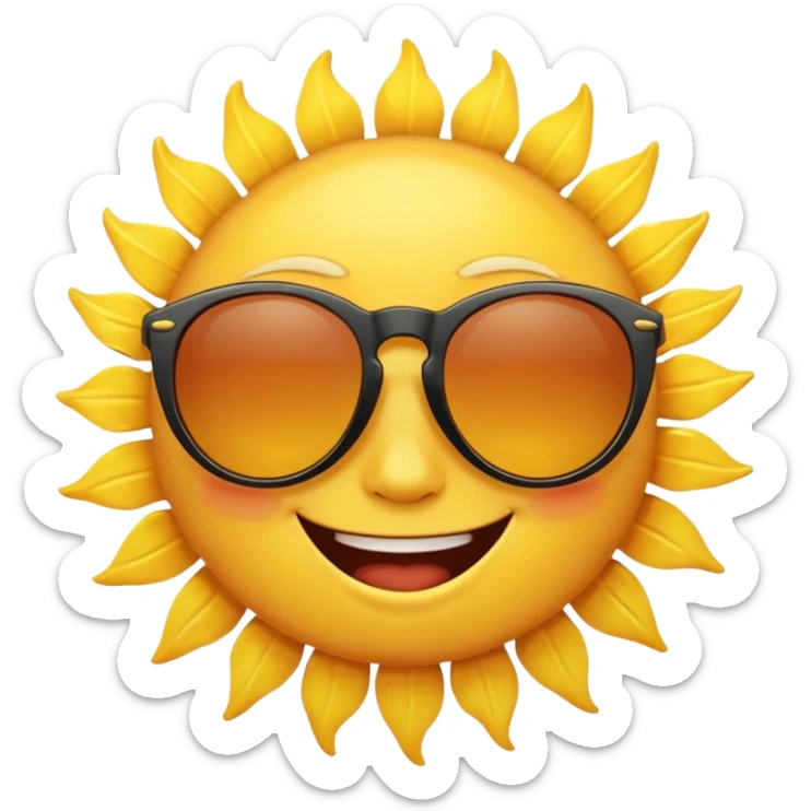 can i have an image of a yellow sun smilling with sun glasses on sticker