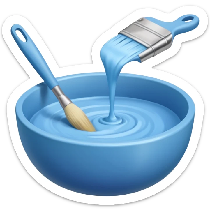 bowl of pastel blue hair dye with a brush nearby sticker
