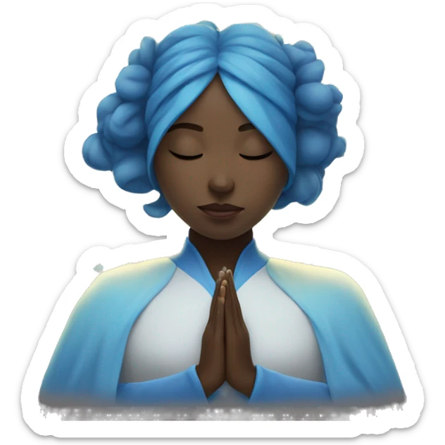 a spiritual girl with blue energy around her, peaceful and soothing sticker