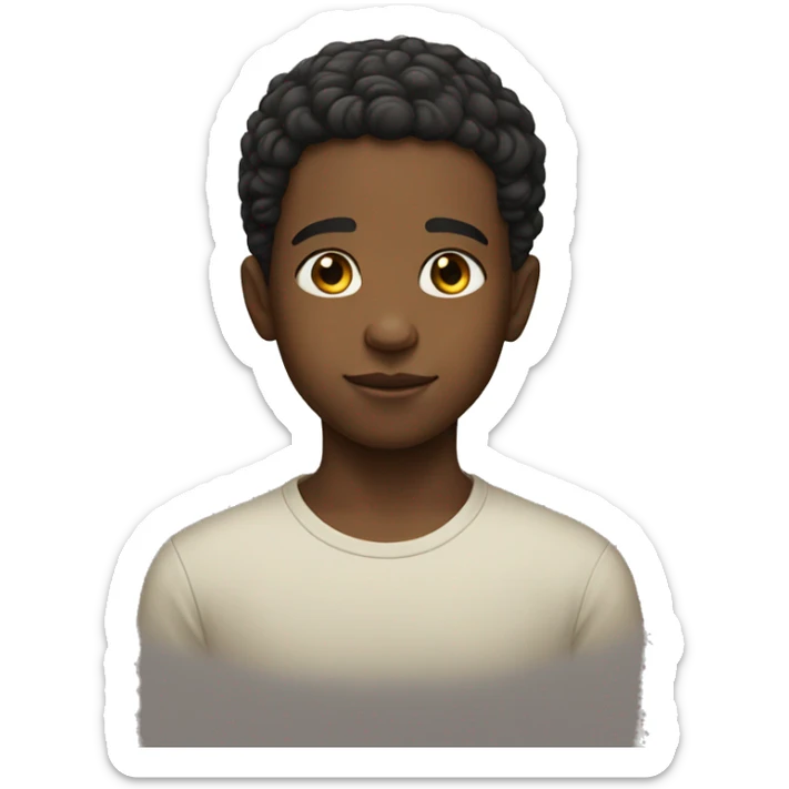 serene portrait of a boy with no facial hair sticker