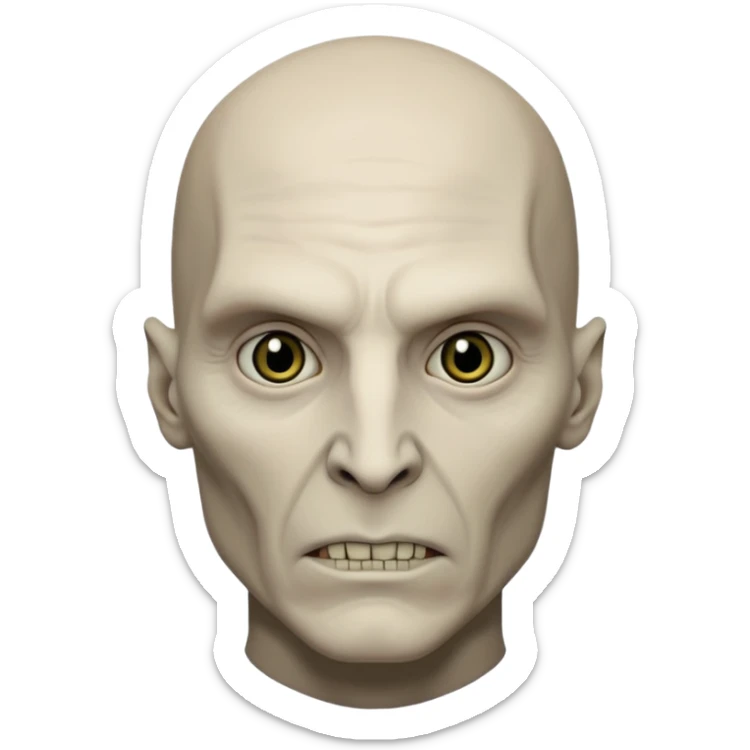 lord voldemort volto magro e di carnagione pallida senza il naso, sguardo cupo sticker